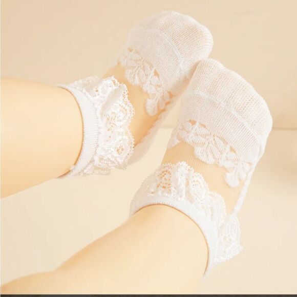 BABY / TODDLER SOLID LACE BREATHABLE SOCKS - Picture 1 of 4